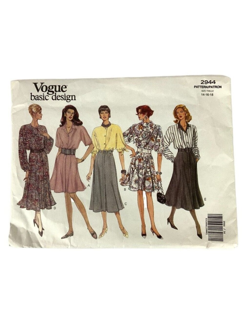 Vogue 2944 Misses Blouson Dress & Flared Skirt Sewing Pattern Sizes 14-18